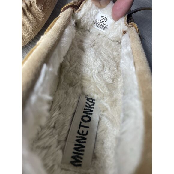 Minnetonka Cally Suede Faux Fur Lined Slip On Slippers Women Sz 10M US/41EU 4052 - Picture 6 of 16
